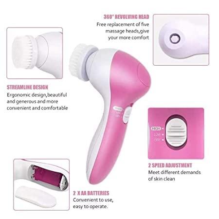 5 in 1 Portable Electric Facial Cleaner Multifunction Massager,